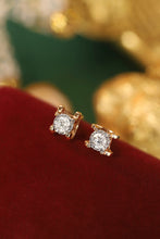 Load image into Gallery viewer, LUOWEND 18K Rose Gold Real Natural Diamond Stud Earrings for Women
