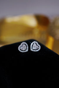 LUOWEND 18K White Gold Real Natural Diamond Stud Earrings for Women