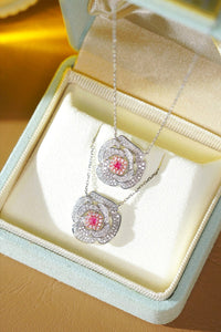 LUOWEND 18K White Gold Natural Pink Diamond Necklace for Women