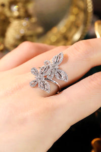 LUOWEND 18K White Gold Natural Diamond Ring for Women