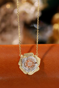 LUOWEND 18K White+Yellow+Rose Gold Natural Diamond Necklace for Women