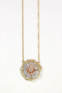 LUOWEND 18K White+Yellow+Rose Gold Natural Diamond Necklace for Women