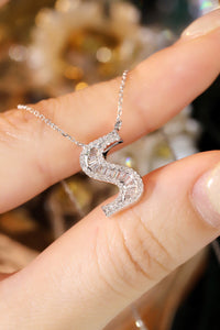 LUOWEND 18K White Gold Natural Diamond Necklace for Women