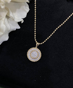 LUOWEND 18K Yellow Gold Real Natural Diamond Pendant Necklace for Women