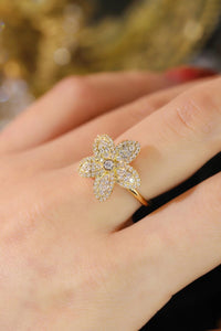 LUOWEND 18K White or Yellow Gold Real Natural Diamond Ring for Women