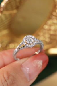 LUOWEND 18K White or Yellow Gold Real Natural Diamond Ring for Women