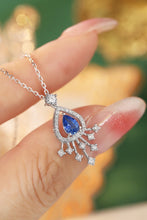 Load image into Gallery viewer, LUOWEND 18K White Gold Real Natural Sapphire and  Diamond Gemstone Necklace for Women
