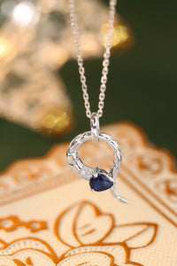 LUOWEND 18K White Gold Real Natural Sapphire and Diamond Necklace for Women