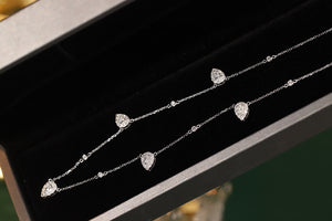 LUOWEND 18K White Gold Real Natural Diamond Necklace for Women