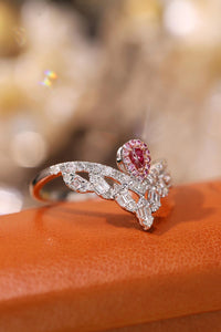 LUOWEND 18K White Gold Real Natural Pink Diamond Ring for Women