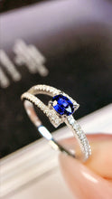 Load image into Gallery viewer, LUOWEND 18K White Gold Real Natural Sapphire Ring for Women
