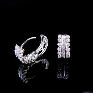 LUOWEND 18K White Gold Real Natural Diamond Hoop Earrings for Women