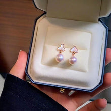 Load image into Gallery viewer, LUOWEND 18K Rose Gold Real Natural Akoya Pearl Earrings for Women
